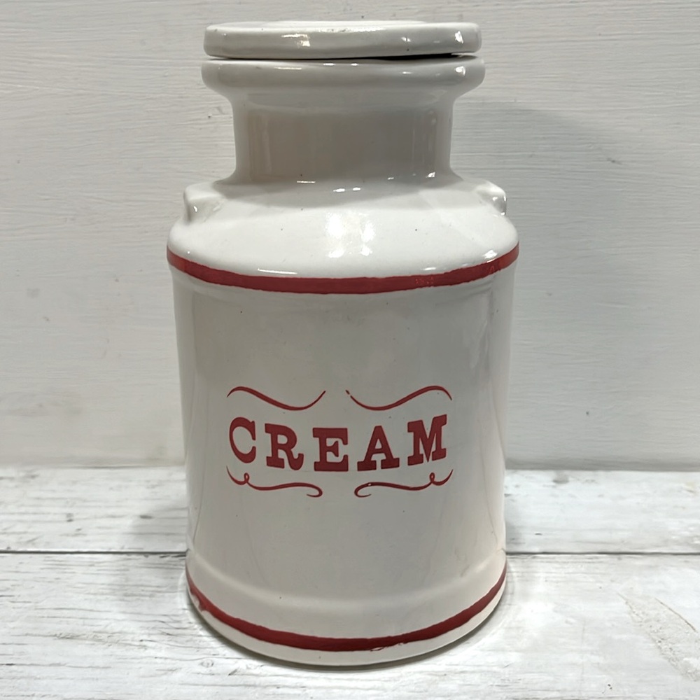 House of Webster Ceramics Canister with Lid Marked Cream Cookie Jar Milk Jug